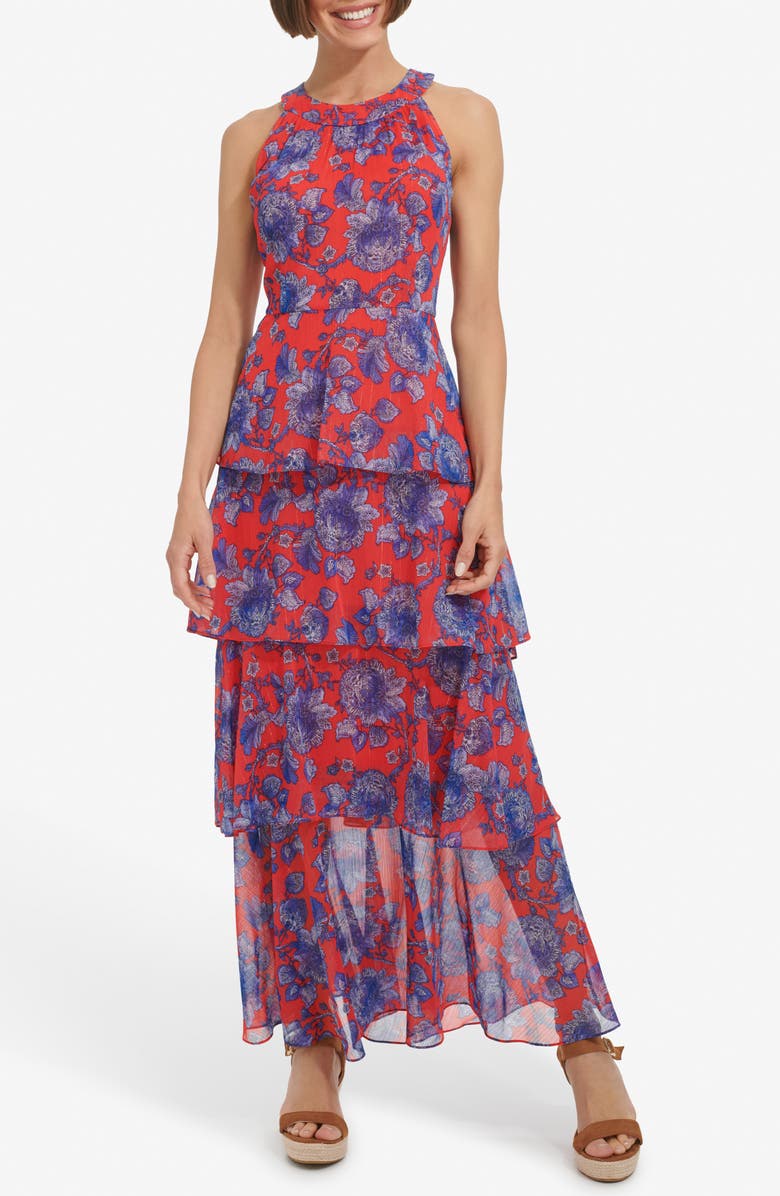 Tommy Hilfiger Halter Tiered Maxi Dress, Main, color,