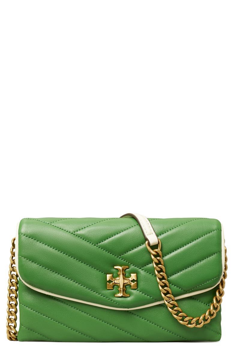 Tory Burch Kira Pop Edge Chevron Quilted Leather Wallet on a Chain, Main, color,