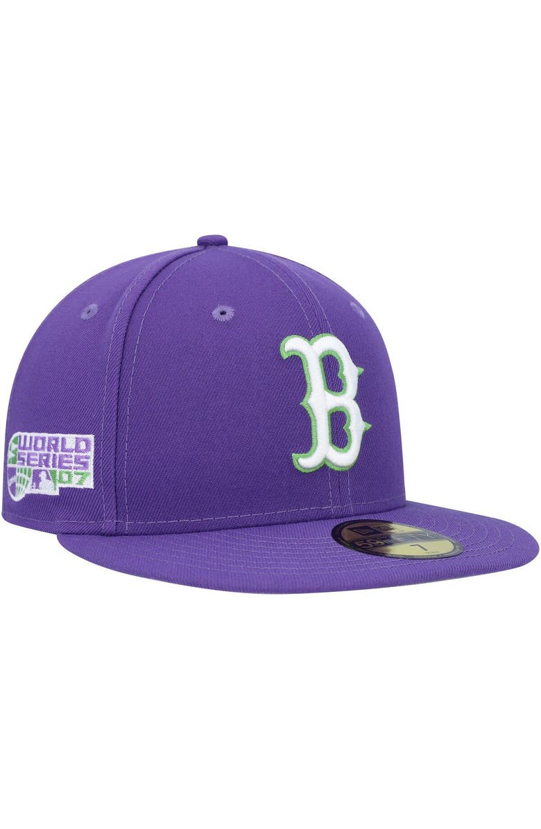 New Era Men's New Era Purple Boston Red Sox Lime Side Patch 59FIFTY Fitted Hat, Main, color, Purple