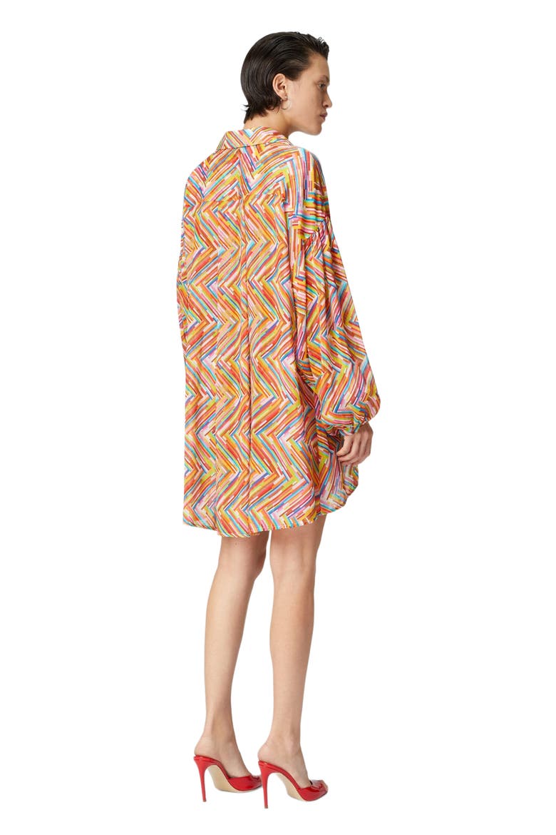 Oversized Shirt In Printed Cotton And Silk Blend, Alternate, color, Multicoloured