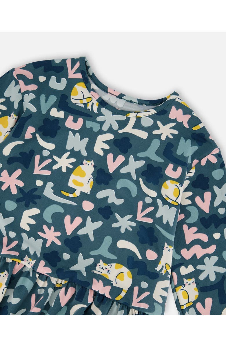 Deux par Deux Jersey Dress Cat, Alternate, color, Green