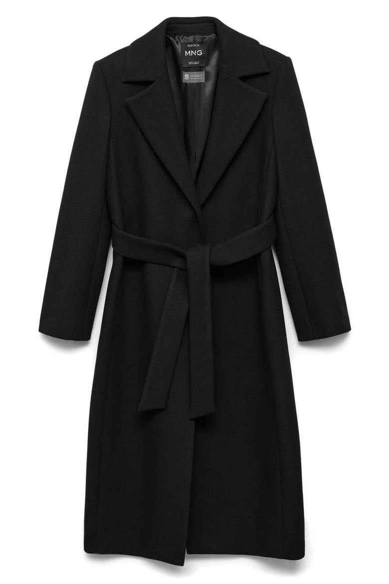 Dolce Wool Blend Wrap Coat with Removable Faux Fur Collar, Alternate, color, BLACK
