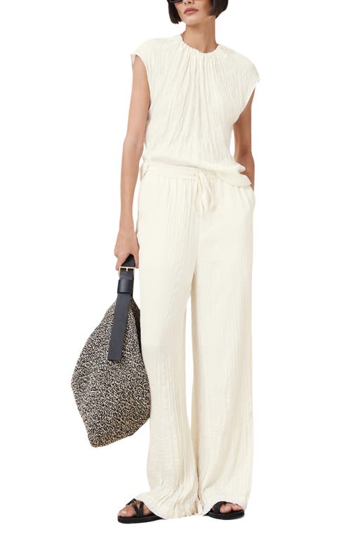 Allsaints Womens Caramin Crinkled-texture Woven Trousers Gardenia Cream In Gardenia Cream