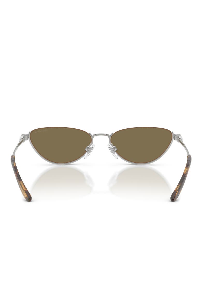 57mm Cat Eye Sunglasses, Alternate, color, SHINY SILVER / LIGHT BROWN