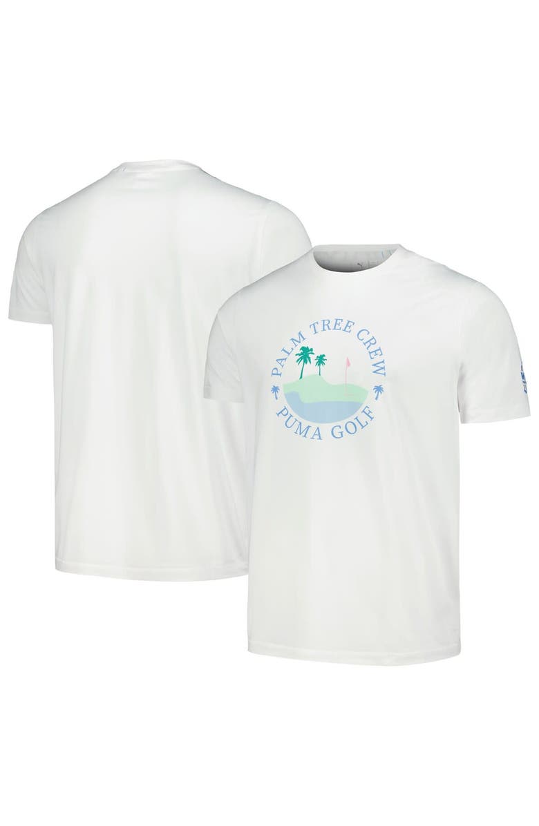 PUMA Men's Puma x PTC White WM Phoenix Open Island CLOUDSPUN T-Shirt, Alternate, color, White
