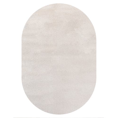 Jonathan Y Haze Solid Low-pile Oval Area Rug In Eggshell/ivory