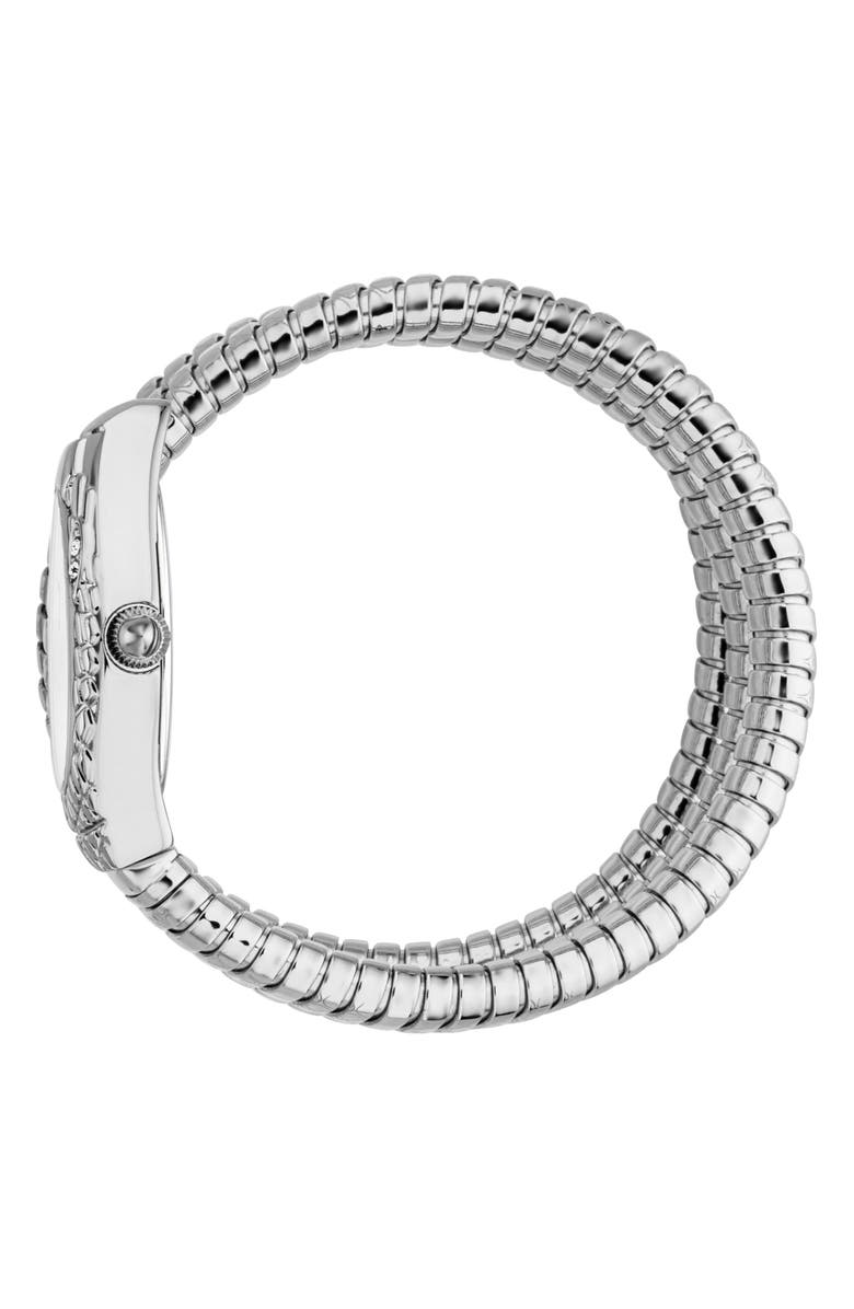 Just Cavalli Snake Vetra Wraparound Silvertone Bracelet Watch, 20mm x 34.5mm, Alternate, color, Silver