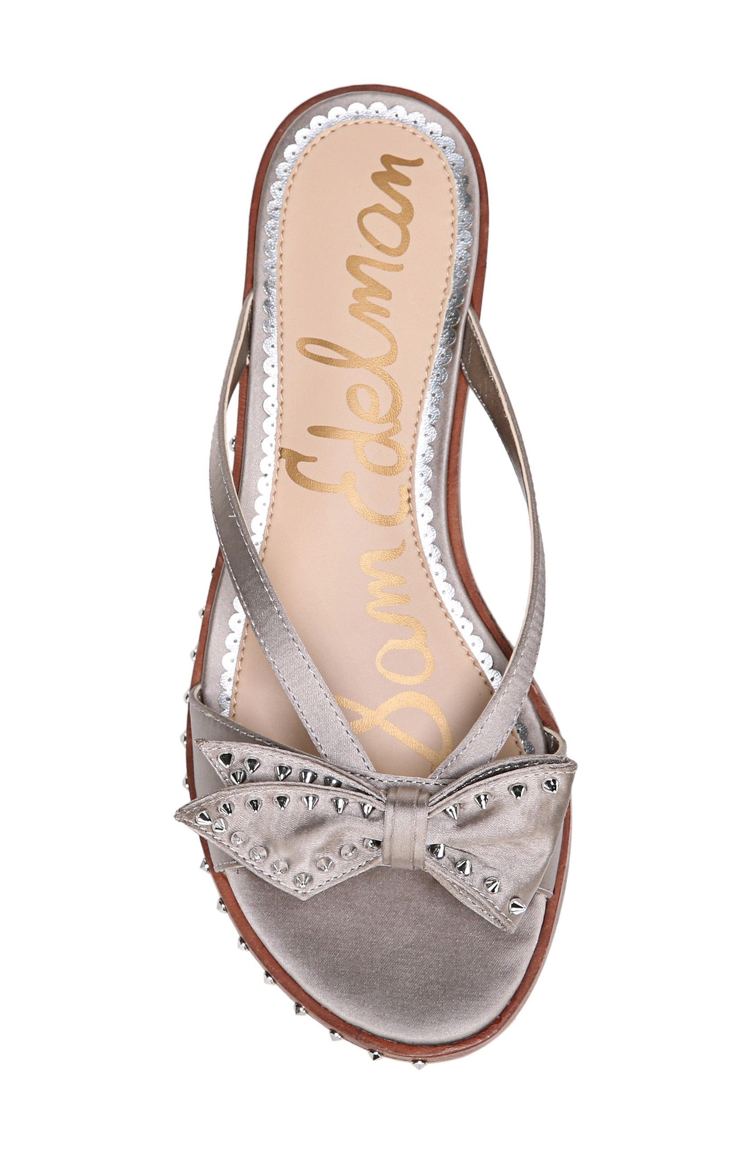 Dariel Bow Sandal, Alternate, color, LIGHT GREY SATIN