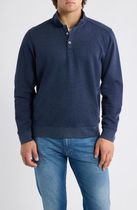 Cascade Fade Button Mock Neck Sweatshirt