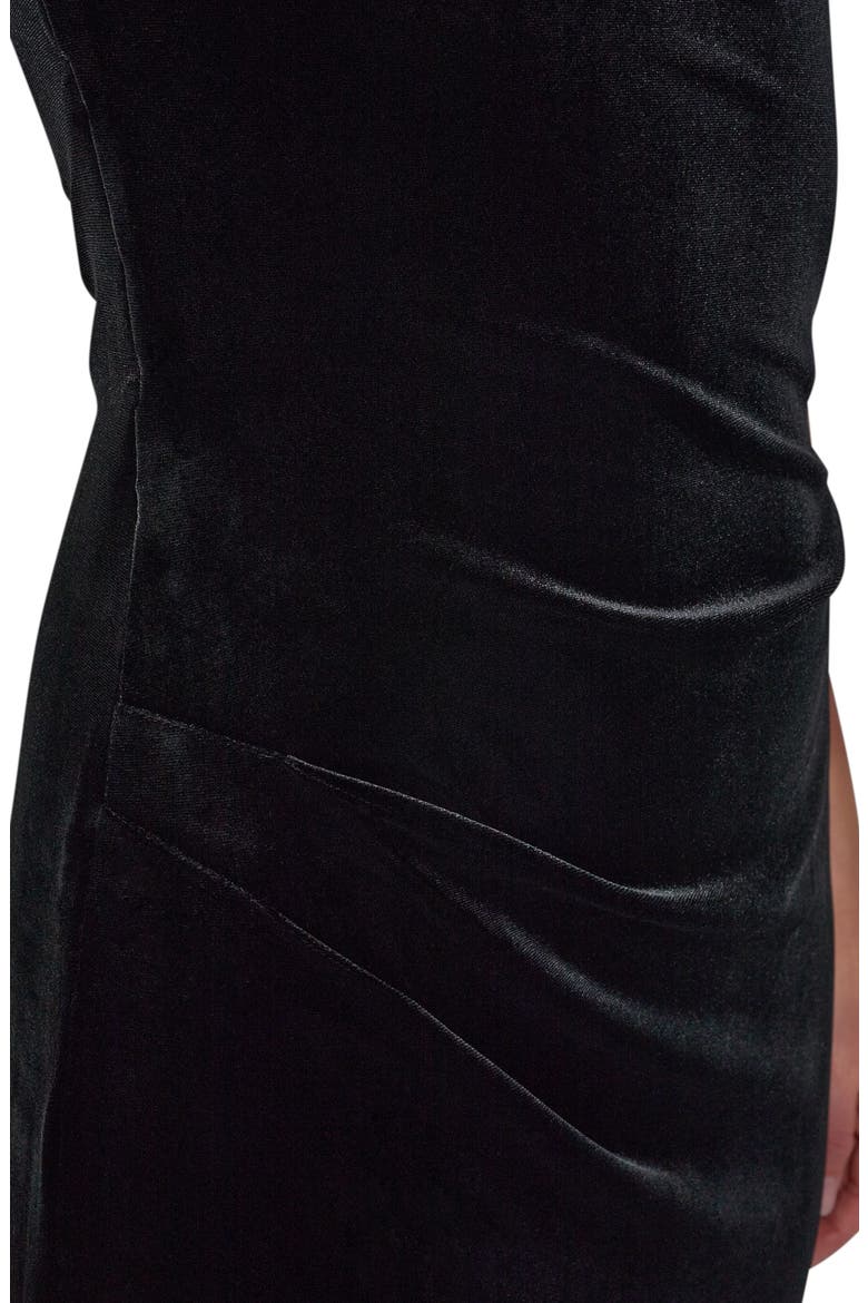 Stretch Velvet Gown, Alternate, color, BLACK