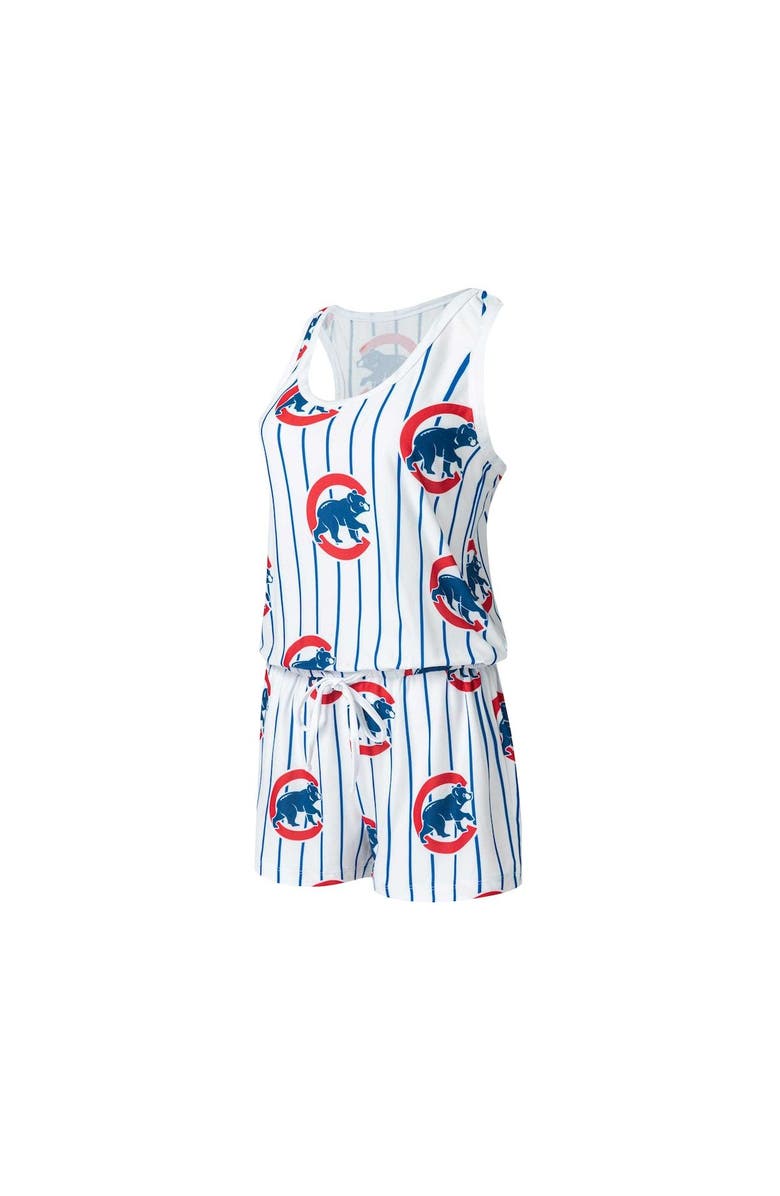CONCEPTS SPORT Women's Concepts Sport White Chicago Cubs Reel Pinstripe Knit Romper, Alternate, color, 
