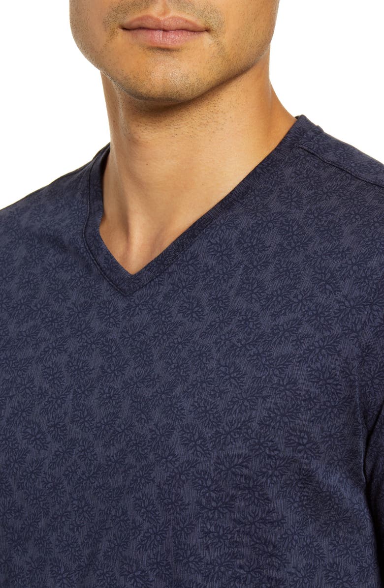 Robert Barakett North Hatley Leaf Print V-Neck T-Shirt, Alternate, color, 