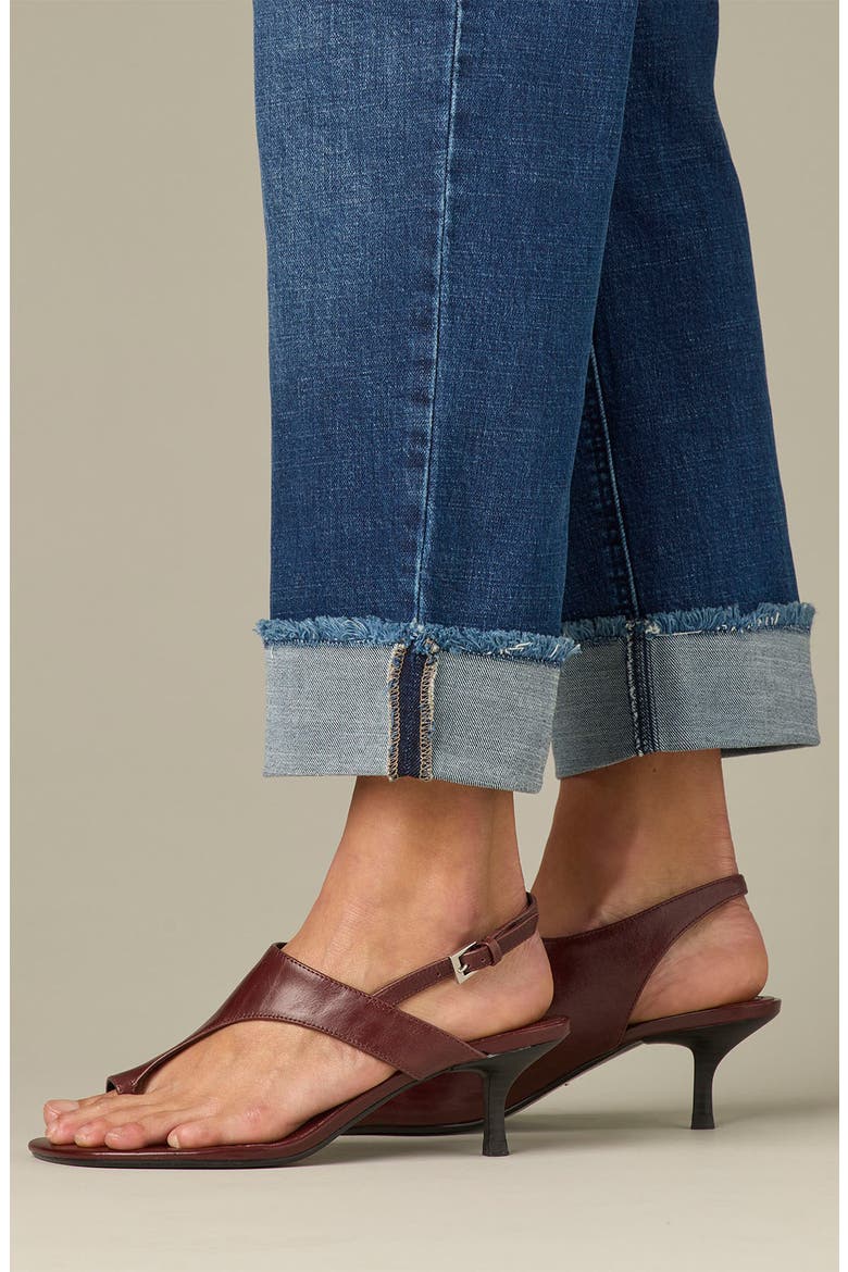 Frayed High Waist Ankle Boyfriend Jeans, Alternate, color, BLUE
