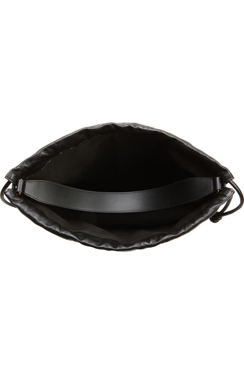 Sacai Corner Metal Leather Drawstring Bag, Alternate, color,