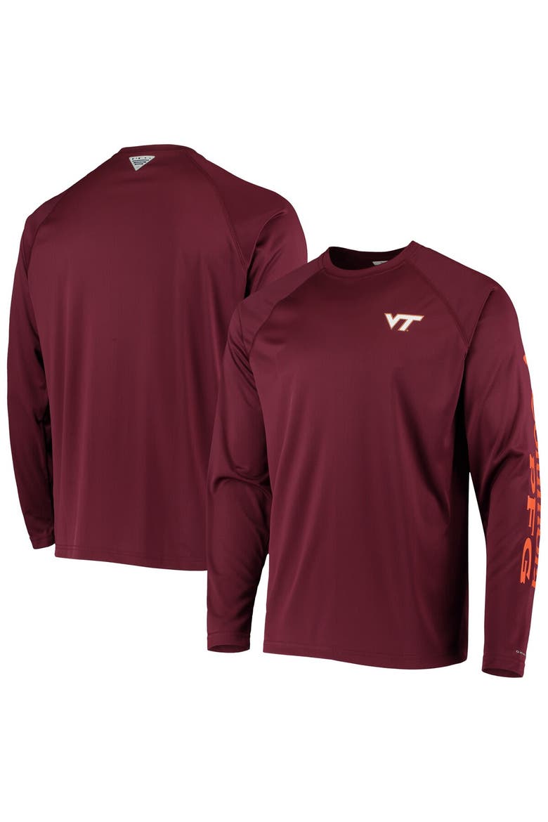 Men's Columbia Maroon Virginia Tech Hokies Terminal Tackle Omni-Shade Raglan Long Sleeve T-Shirt, Main, color, Maroon