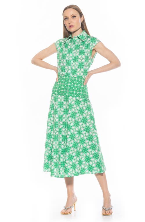 Alexia Admor Juniper Button-up Shirt In Green Geo