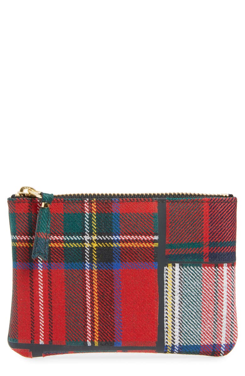 Comme des Garçons Wallets Small Tartan Patchwork Wool Pouch, Main, color, 