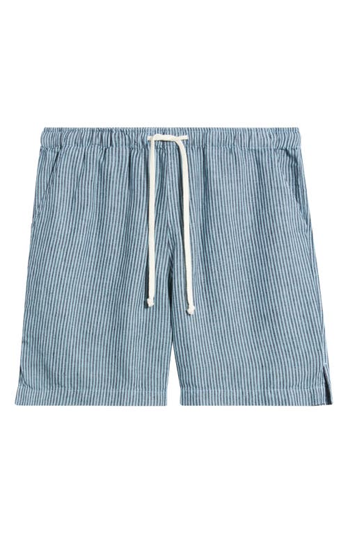 Alex Crane Bo Linen Drawstring Shorts In Blue