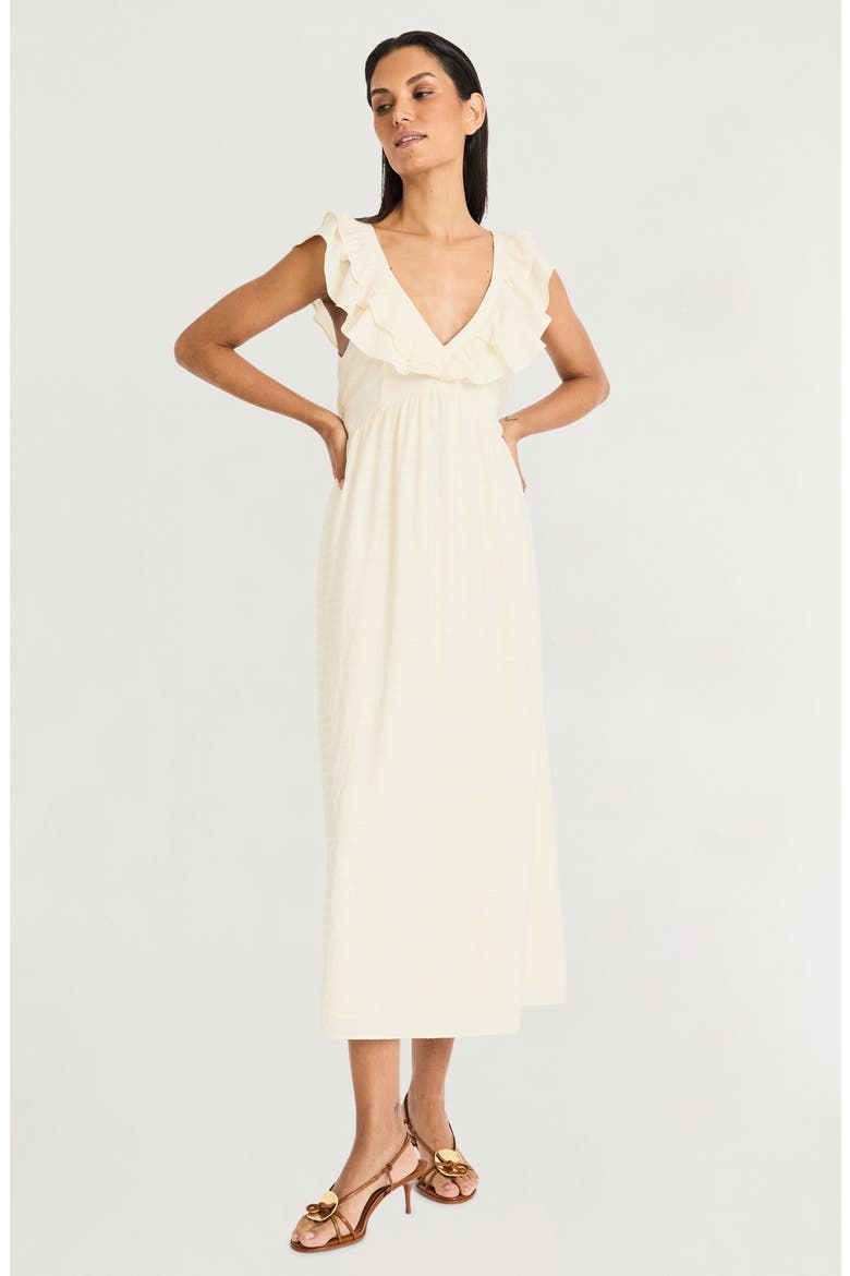 Ruffle Midi Dress, Alternate, color, IVORY