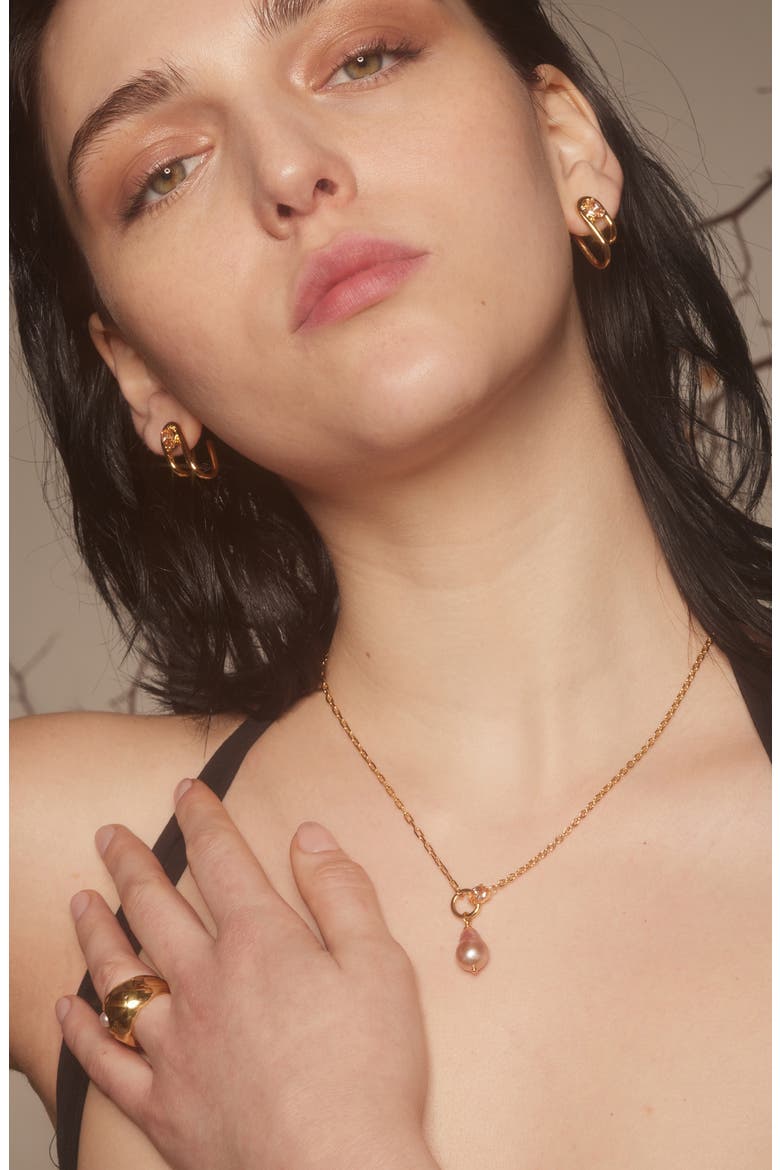 Luella Cultured Pearl Pendant Necklace, Alternate, color, GOLD/ PEACH/ PEARL