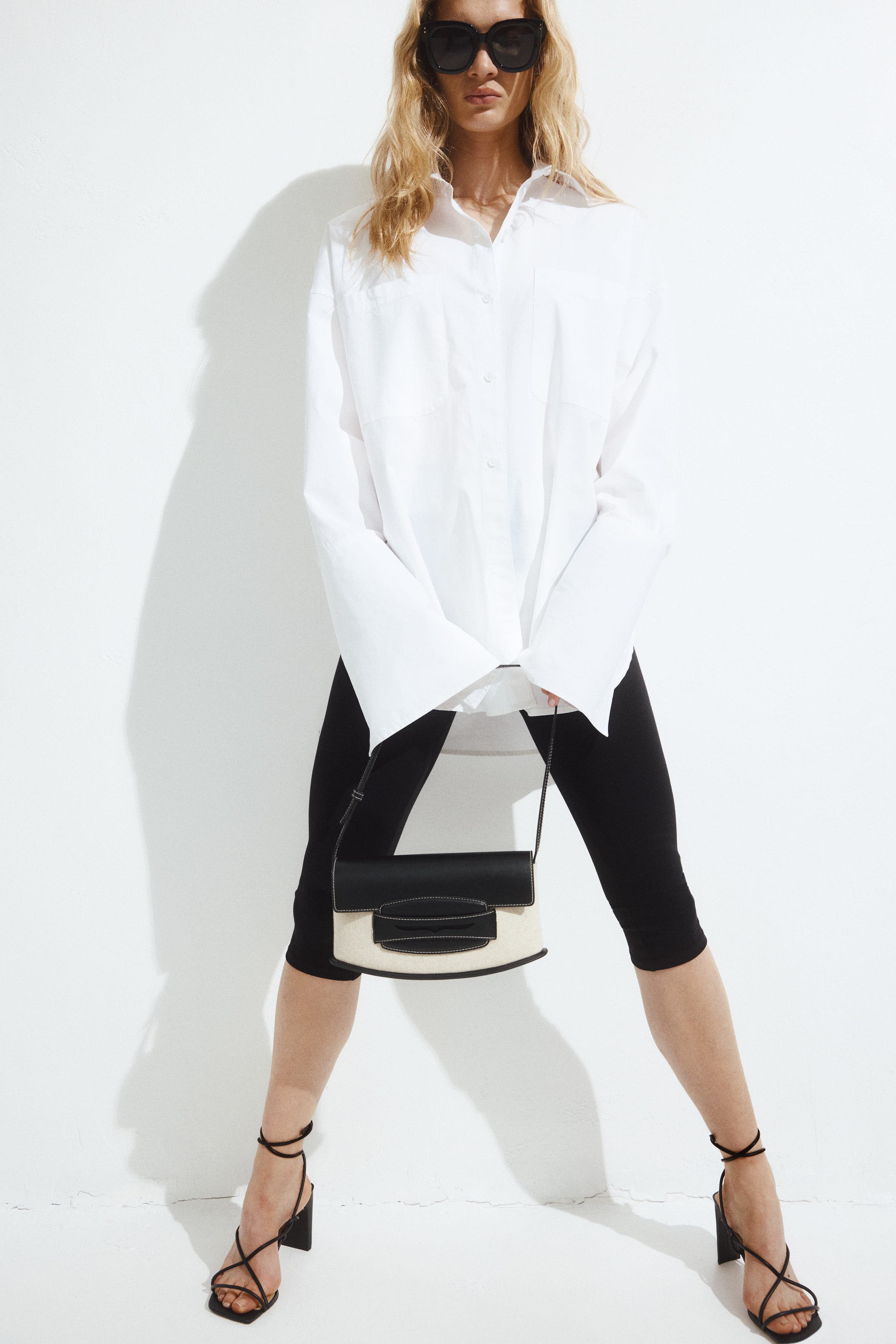 H&M Shoulder Bag, Alternate, color, Cream/Black