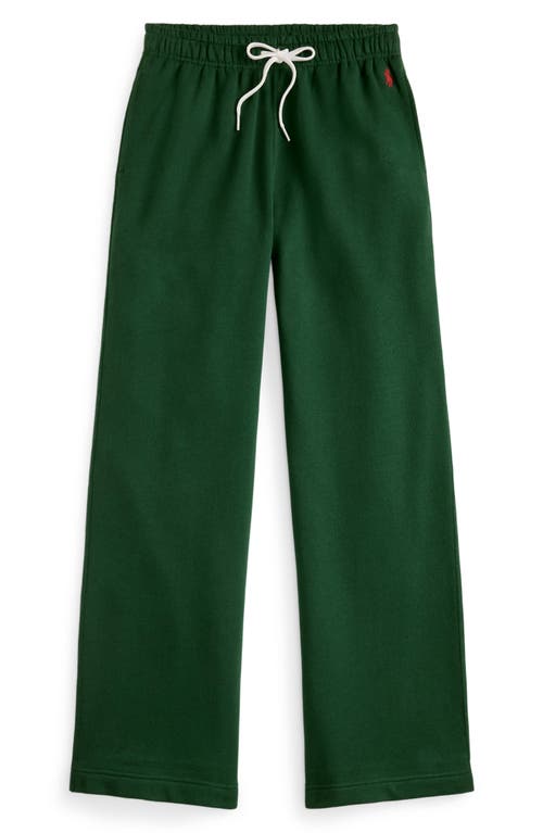 Polo Ralph Lauren Wide Leg Cotton Blend Fleece Sweatpants In Green