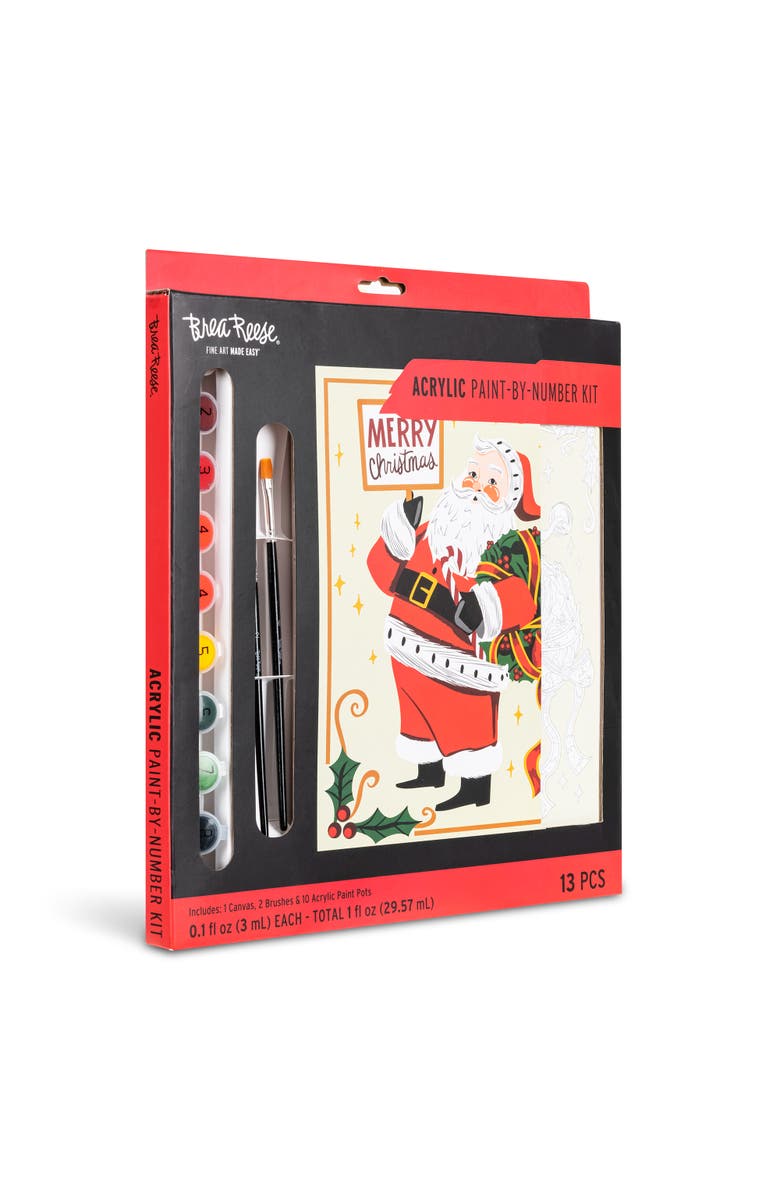Brea Reese Acrylic Paint By Number Kit Santa, Alternate, color, Multicolored