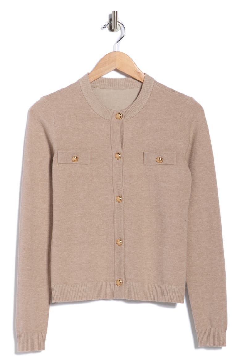 Keira Chest Pocket Cardigan, Alternate, color, TAPIOCA HEATHER