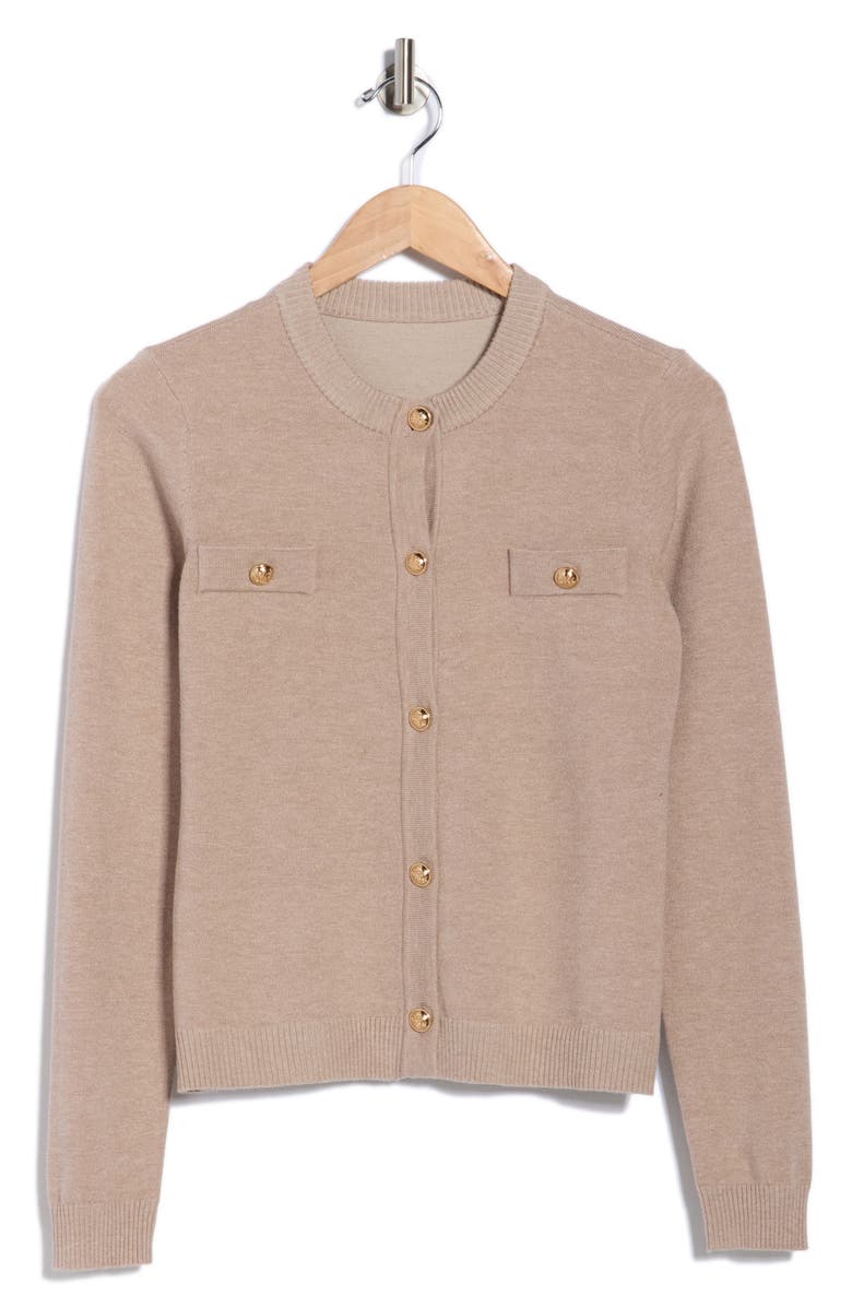 BY DESIGN Keira Chest Pocket Cardigan, Alternate, color, Tapioca Heather