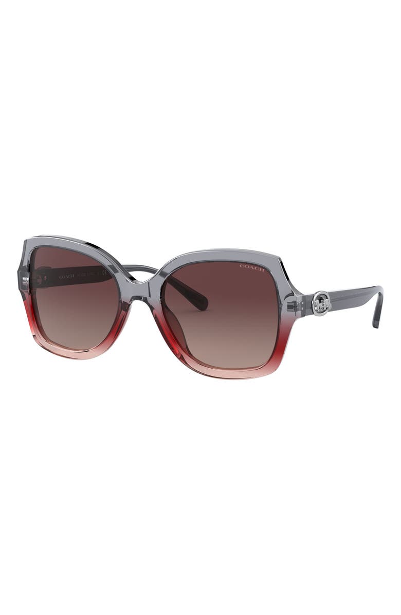 COACH 56mm Gradient Square Sunglasses, Alternate, color, Grey