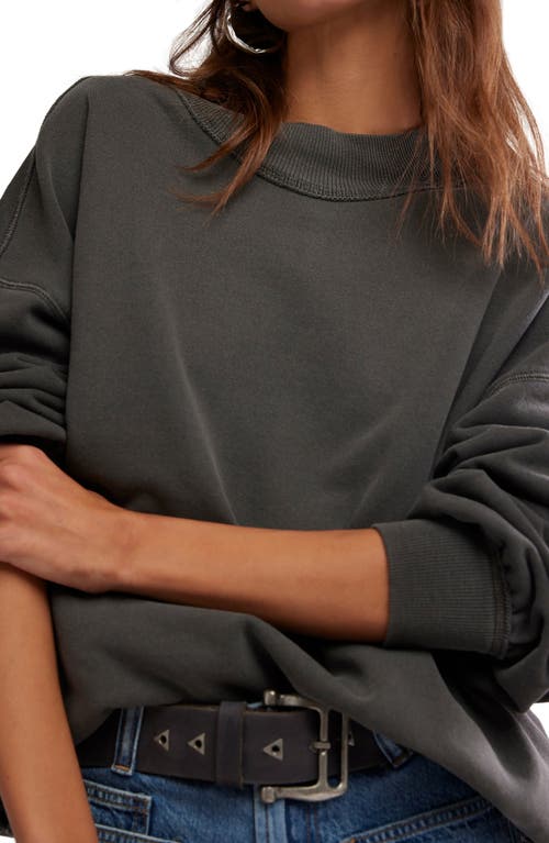 Free People Palm Springs Mock Neck Cotton Fleece Sweatshirt In Black