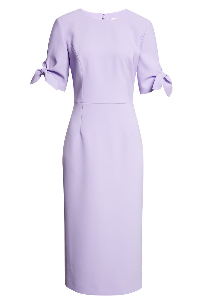Tie Sleeve Stretch Crepe Midi Sheath Dress, Alternate, color, VIOLETA