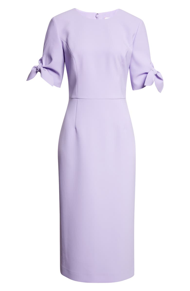 Carolina Herrera Tie Sleeve Stretch Crepe Midi Sheath Dress, Main, color, Violeta