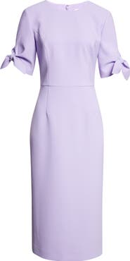 Carolina Herrera Tie Sleeve Stretch Crepe Midi Sheath Dress
