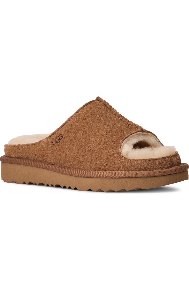 UGG<sup>®</sup> Kids' Greenport Genuine Shearling Lined Slide Sandal, Main, color, Chestnut