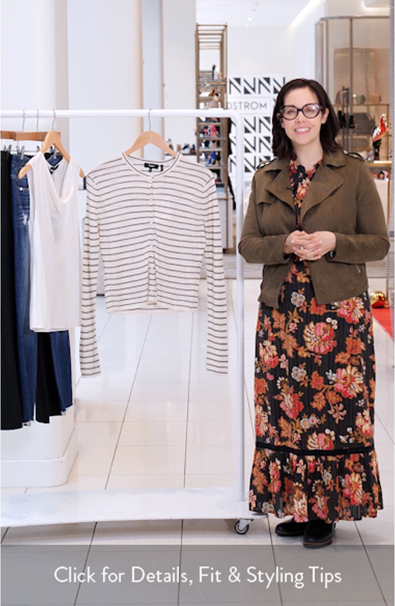 Stripe Crop Linen Blend Cardigan, sales video thumbnail