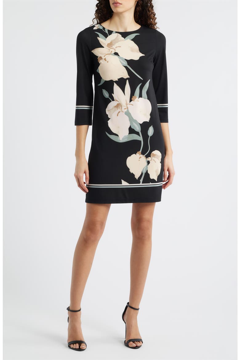 Floral Jersey Shift Dress, Main, color, ANNE BLACK MULTI