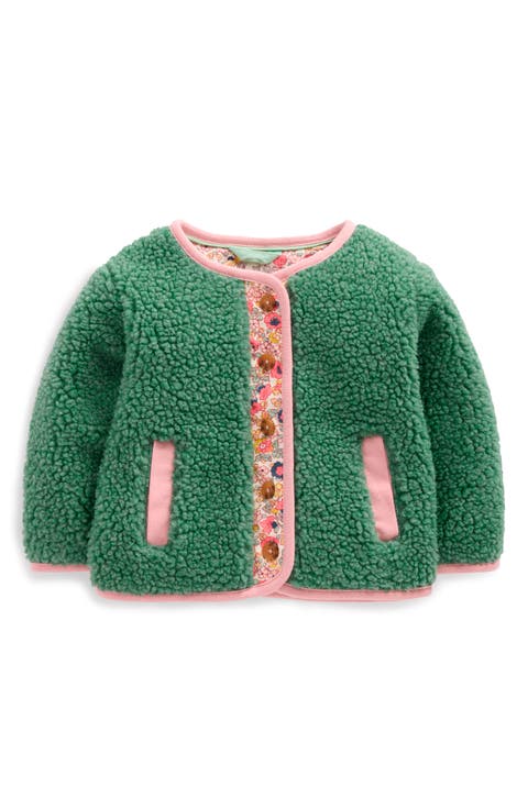 Floral Trim High-Pile Fleece Jacket