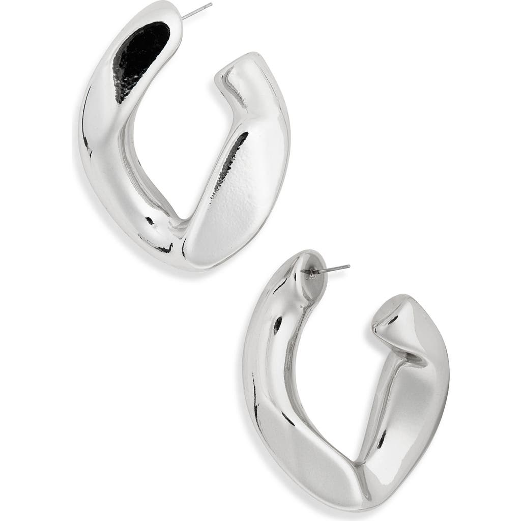 Tasha Chunky Abstract Hoop Earrings In Silver