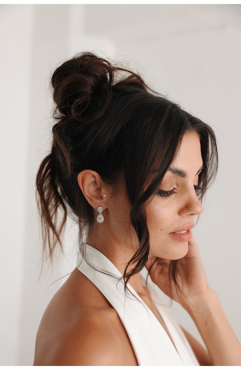 Untamed Petals Aspen Crystal Drop Earrings, Alternate, color, Silver