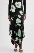 Alaïa Floral High Waist Asymmetric Jersey Skirt