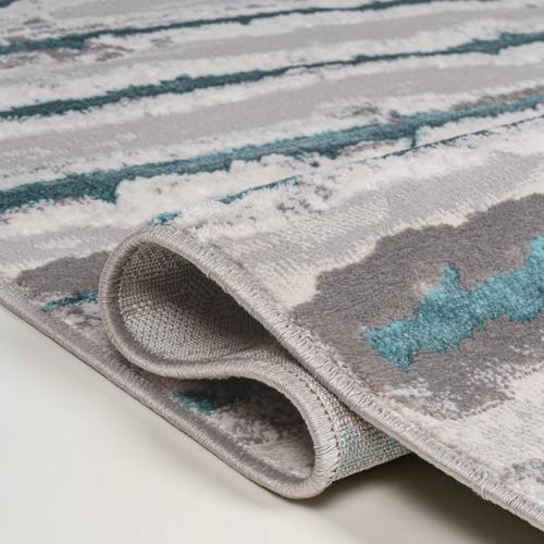 Jonathan Y Batten Modern Stripe Area Rug In Gray/turquoise
