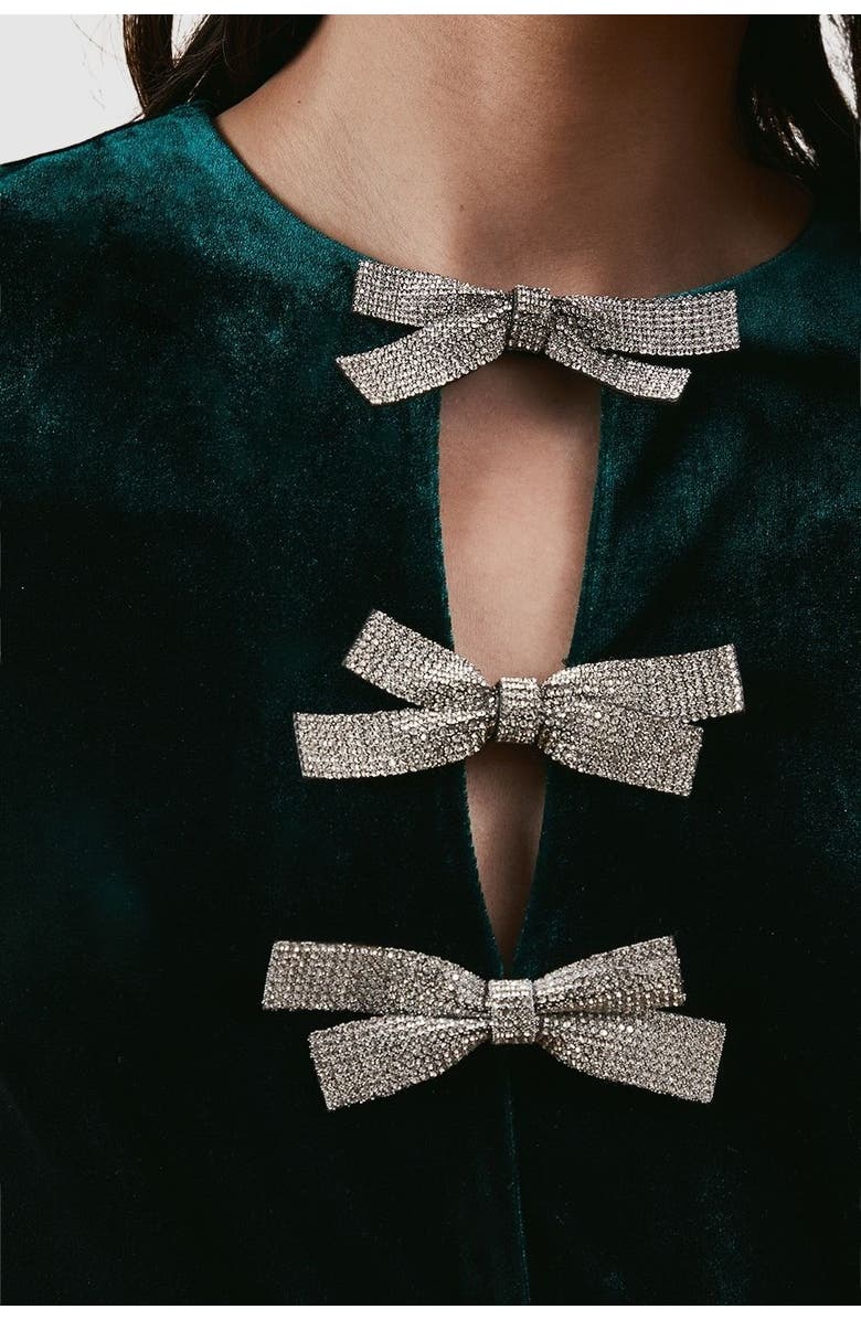 Oasis Occasion Velvet Bow Midaxi Dress, Alternate, color, Emerald