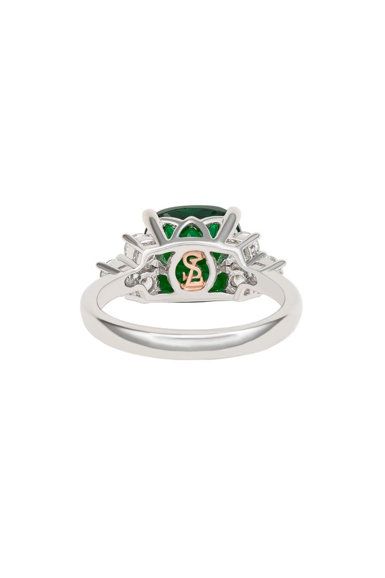 Cushion Cut Cubic Zirconia Engagement Ring, Alternate, color, GREEN