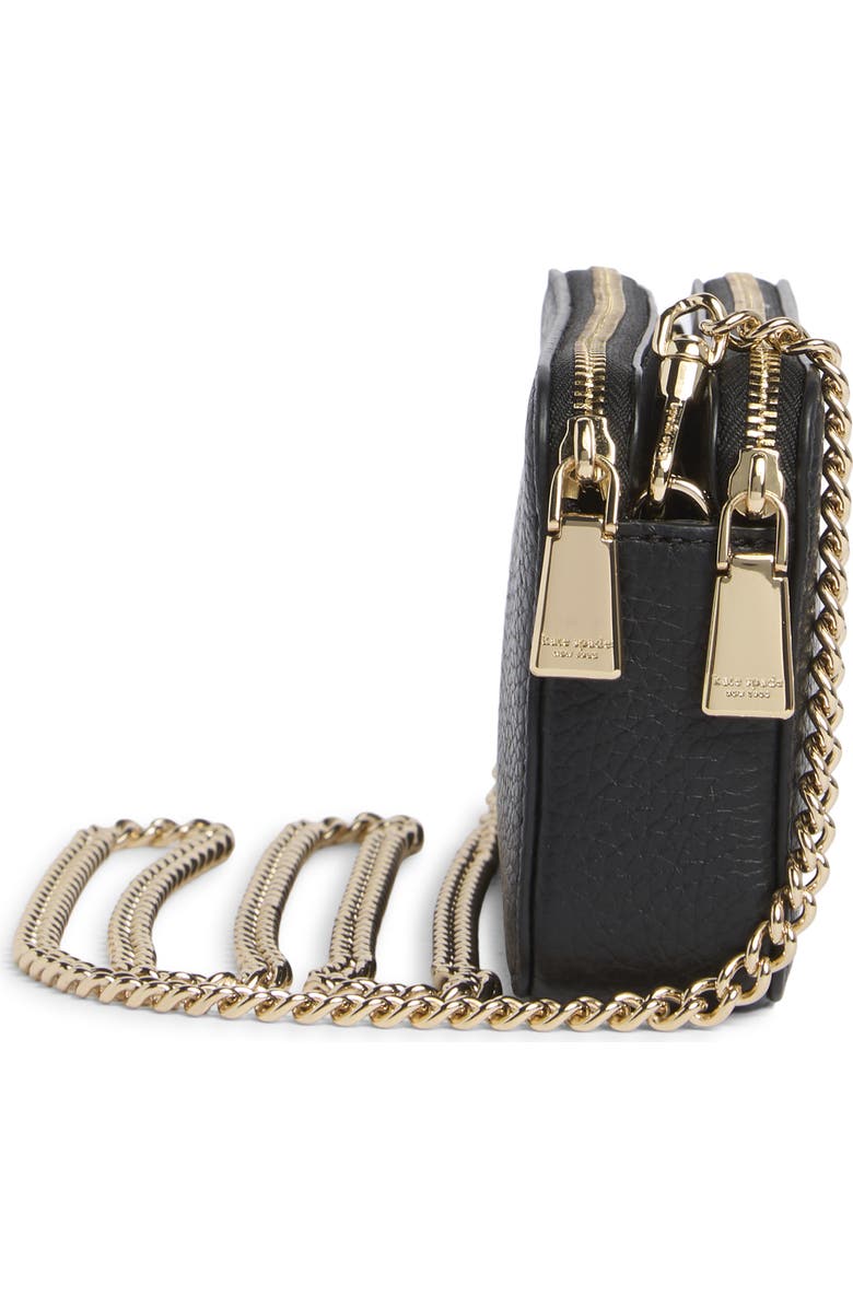 Kate Spade New York taylor pebbled leather double zip crossbody bag, Alternate, color, Black