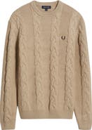 Fred Perry Cable Stitch Wool Blend Crewneck Sweater