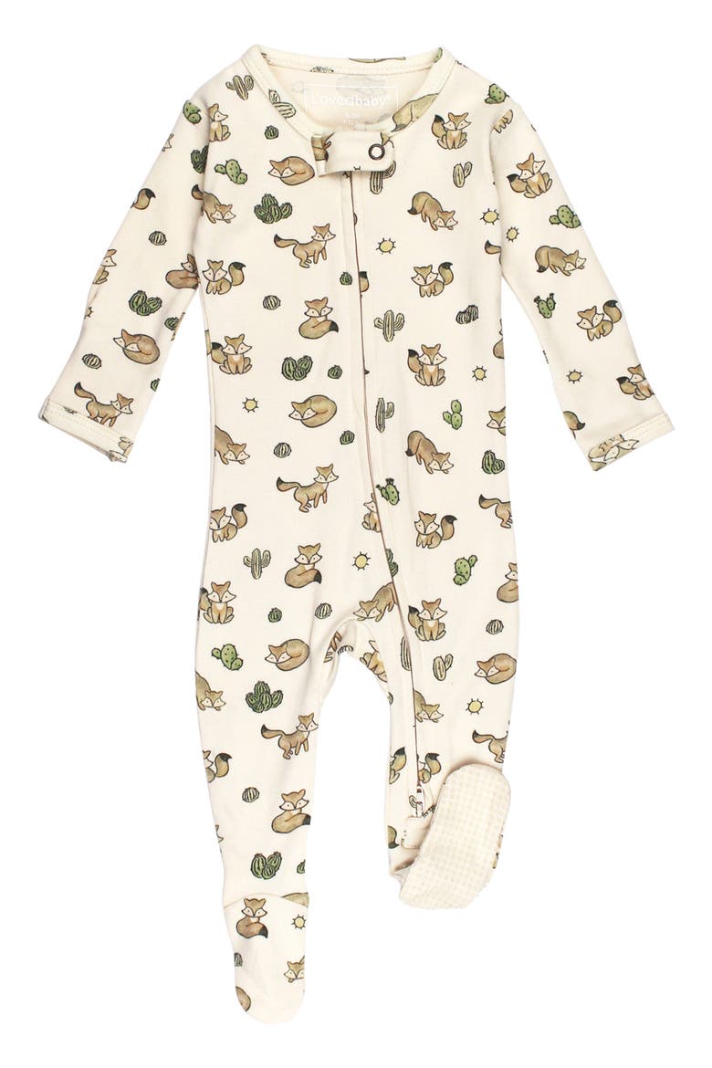 Print Fitted One-Piece Organic Cotton Footie Pajamas, Main, color, LITTLE FOX