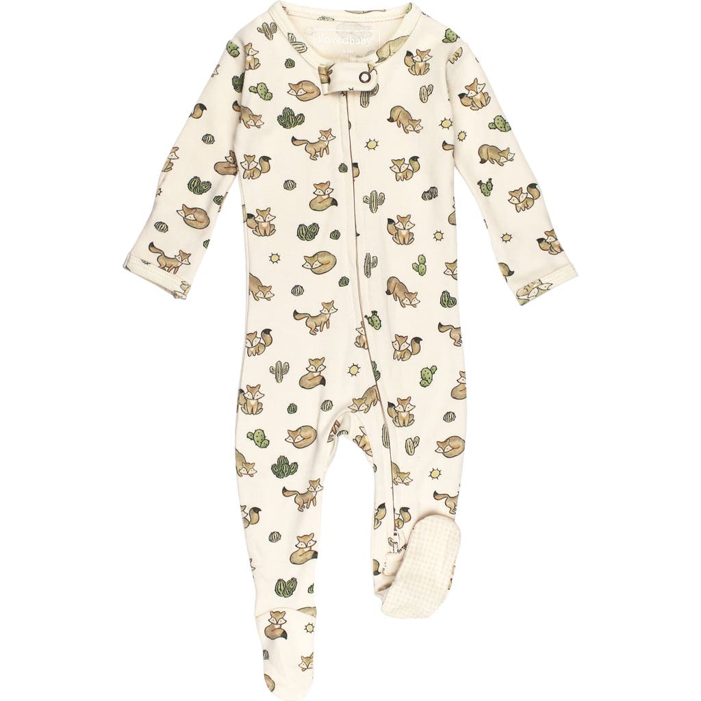 L'ovedbaby Print Fitted One-piece Organic Cotton Footie Pajamas In White