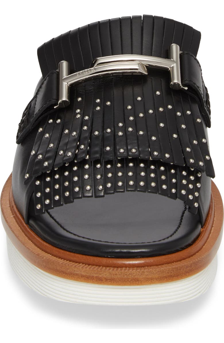 Tod's Studded Fringe Slide Sandal, Alternate, color,