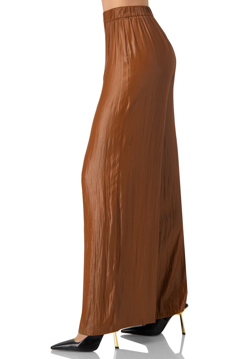 Satin Wide-Leg Trousers, Alternate, color, Brown